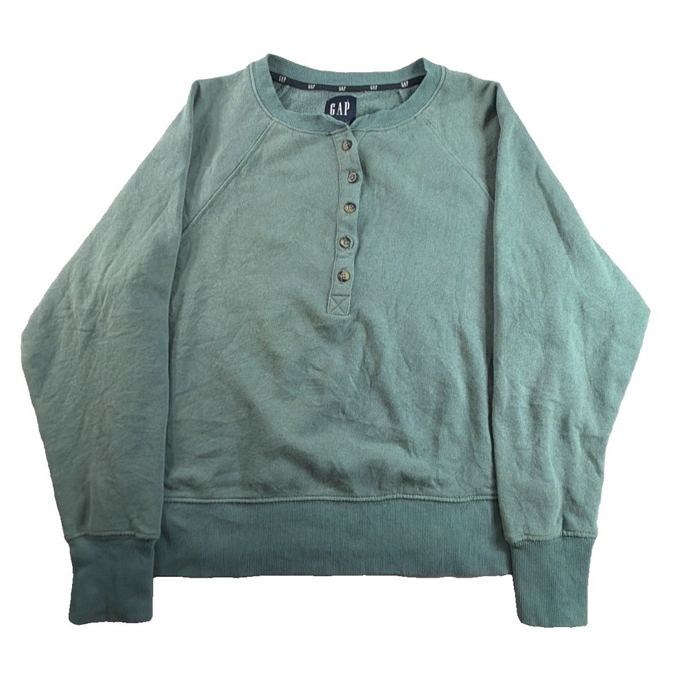 Gap Mint Green Henley Sweatshirt Womens Small Pullover Long Sleeve Casual Top